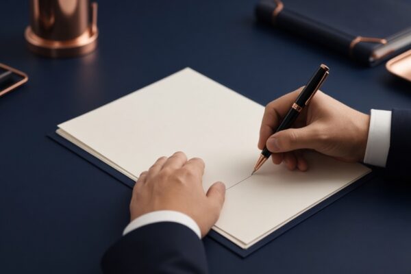 Hands signing transaction documents