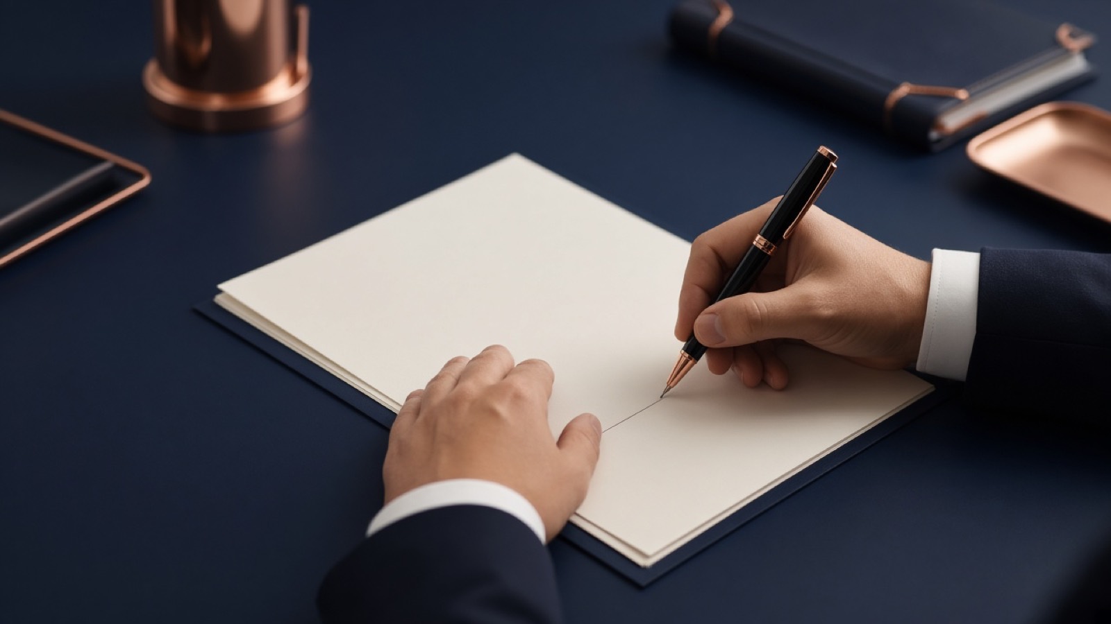 Hands signing transaction documents